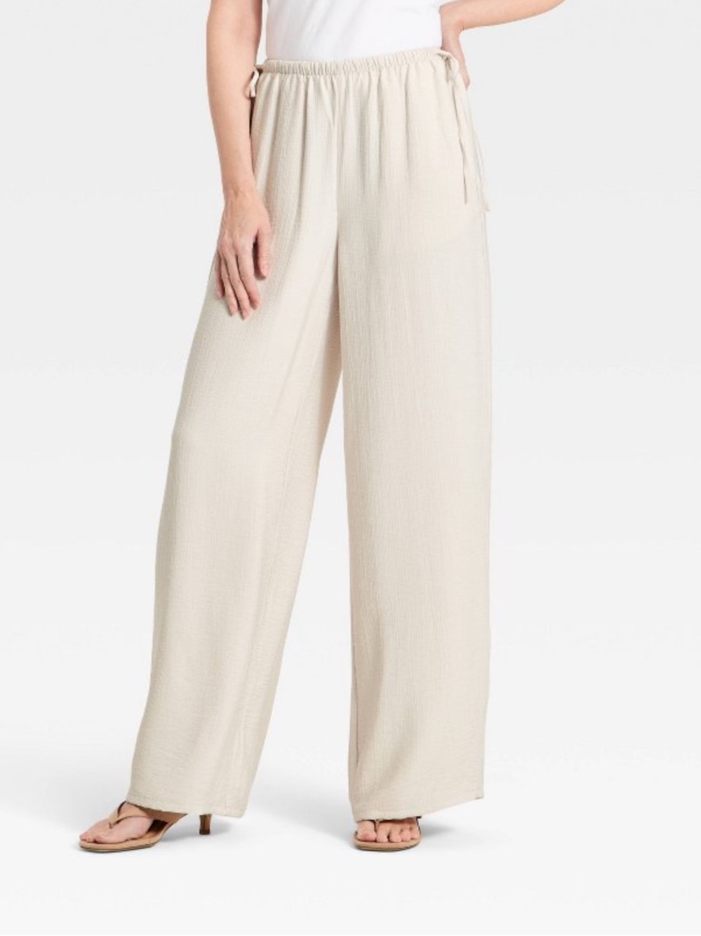 NWT Target Women's High-Rise Modern Gauze Side-Tie Pants - A New Day™ Cream XS